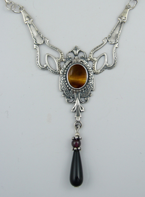 Sterling Silver Victorian Necklace With Tiger Eye